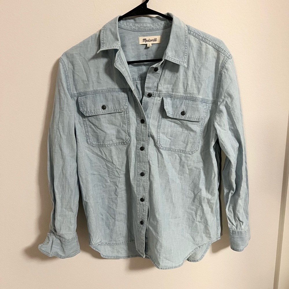 NWT Madewell Chambray button front work shirt Siz… - image 9